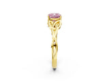 Yellow gold Fancy Pink Cushion Cut Diamond Solitaire Celtic Knot Ring with Four-Prong Setting_62