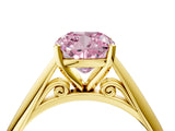 Yellow gold Fancy Pink Cushion Cut Diamond Solitaire Engagement Ring with Cathedral Setting and Four-Prong Mount_100