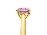 Yellow gold Fancy Pink Cushion Cut Diamond Solitaire Engagement Ring with Cathedral Setting and Four-Prong Mount_101