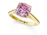 Yellow gold Fancy Pink Cushion Cut Diamond Solitaire Engagement Ring with Cathedral Setting and Four-Prong Mount_135