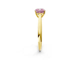 Yellow gold Fancy Pink Cushion Cut Diamond Solitaire Engagement Ring with Cathedral Setting and Four-Prong Mount_136