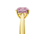 Yellow gold Fancy Pink Cushion Cut Diamond Solitaire Engagement Ring with Cathedral Setting and Four-Prong Mount_139
