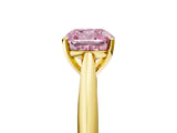 Yellow gold Fancy Pink Cushion Cut Diamond Solitaire Engagement Ring with Cathedral Setting and Four-Prong Mount_17
