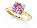 Yellow gold Fancy Pink Cushion Cut Diamond Solitaire Engagement Ring with Classic Band and Four-Prong Setting_100