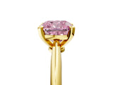 Yellow gold Fancy Pink Cushion Cut Diamond Solitaire Engagement Ring with Classic Band and Four-Prong Setting_104