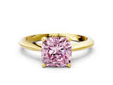 Yellow gold Fancy Pink Cushion Cut Diamond Solitaire Engagement Ring with Classic Band and Four-Prong Setting_24