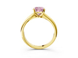 Yellow gold Fancy Pink Cushion Cut Diamond Solitaire Engagement Ring with Classic Band and Four-Prong Setting_27