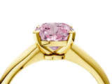 Yellow gold Fancy Pink Cushion Cut Diamond Solitaire Engagement Ring with Classic Band and Four-Prong Setting_28