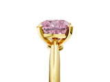 Yellow gold Fancy Pink Cushion Cut Diamond Solitaire Engagement Ring with Classic Band and Four-Prong Setting_29