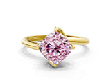 Yellow gold Fancy Pink Cushion Cut Diamond Solitaire Engagement Ring with Four-Prong Setting and Classic Band_20