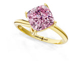 Yellow gold Fancy Pink Cushion Cut Diamond Solitaire Engagement Ring with Four-Prong Setting and Classic Band_21