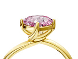 Yellow gold Fancy Pink Cushion Cut Diamond Solitaire Engagement Ring with Four-Prong Setting and Classic Band_24