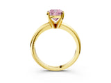 Yellow gold Fancy Pink Cushion Cut Diamond Solitaire Engagement Ring with Round Band and Four-Prong Setting_140
