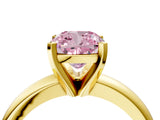 Yellow gold Fancy Pink Cushion Cut Diamond Solitaire Engagement Ring with Round Band and Four-Prong Setting_141