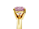 Yellow gold Fancy Pink Cushion Cut Diamond Solitaire Engagement Ring with Round Band and Four-Prong Setting_142