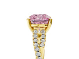 Yellow gold Fancy Pink Cushion Cut Diamond Solitaire Engagement Ring with Twisted Pavé Band and Four-Prong Setting_50