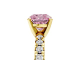 Yellow gold Fancy Pink Cushion Cut Diamond Solitaire Pavé Engagement Ring with Round Band and Prong Setting_78
