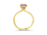 Yellow gold Fancy Pink Cushion Cut Diamond Solitaire Ring with Classic Band and Four-Prong Setting_3