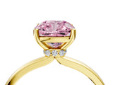 Yellow gold Fancy Pink Cushion Cut Diamond Solitaire Ring with Classic Band and Four-Prong Setting_4