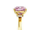 Yellow gold Fancy Pink Cushion Cut Diamond Solitaire Ring with Classic Band and Four-Prong Setting_5