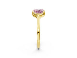 Yellow gold Fancy Pink Cushion Cut Diamond Solitaire Ring with Flower Prong Setting and Classic Band_38