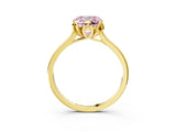 Yellow gold Fancy Pink Cushion Cut Diamond Solitaire Ring with Flower Prong Setting and Classic Band_39