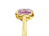 Yellow gold Fancy Pink Cushion Cut Diamond Solitaire Ring with Flower Prong Setting and Classic Band_41