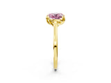 Yellow gold Fancy Pink Cushion Cut Diamond Solitaire Ring with Flower Prong Setting and Classic Band_79