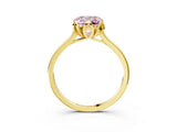 Yellow gold Fancy Pink Cushion Cut Diamond Solitaire Ring with Flower Prong Setting and Classic Band_80