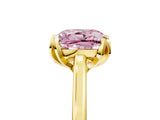 Yellow gold Fancy Pink Cushion Cut Diamond Solitaire Ring with Flower Prong Setting and Classic Band_82
