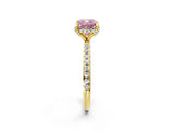 Yellow gold Fancy Pink Cushion Cut Diamond Solitaire Ring with Four-Prong Setting and Pavé Band_5