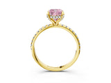 Yellow gold Fancy Pink Cushion Cut Diamond Solitaire Ring with Four-Prong Setting and Pavé Band_6