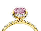 Yellow gold Fancy Pink Cushion Cut Diamond Solitaire Ring with Four-Prong Setting and Pavé Band_7