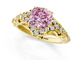 Yellow gold Fancy Pink Cushion Cut Diamond Solitaire Ring with Hidden Halo and Pavé Band_28
