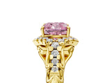 Yellow gold Fancy Pink Cushion Cut Diamond Solitaire Ring with Hidden Halo and Pavé Band_32