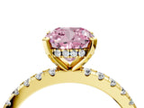 Yellow gold Fancy Pink Cushion Cut Diamond Solitaire Ring with Pavé Band and Four-Prong Setting_95