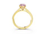 Yellow gold Fancy Pink Cushion Cut Diamond Solitaire Ring with Pavé Band and Prong Setting_15