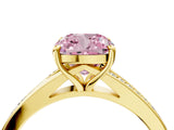 Yellow gold Fancy Pink Cushion Cut Diamond Solitaire Ring with Pavé Band and Prong Setting_16
