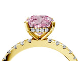 Yellow gold Fancy Pink Cushion Cut Diamond Solitaire Ring with Round  Pavé Band and Four-Prong Setting_40