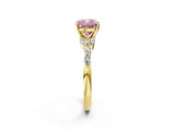 Yellow gold Fancy Pink Cushion Cut Diamond Solitaire Ring with Side Stones and Four-Prong Setting_57