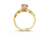 Yellow gold Fancy Pink Cushion Cut Diamond Solitaire Ring with Side Stones and Four-Prong Setting_58