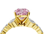 Yellow gold Fancy Pink Cushion Cut Diamond Solitaire Ring with Side Stones and Four-Prong Setting_59