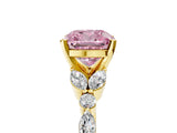 Yellow gold Fancy Pink Cushion Cut Diamond Solitaire Ring with Side Stones and Four-Prong Setting_60
