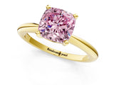 Yellow gold Fancy Pink Cushion Cut Diamond Solitaire Ring with Six-Prong Setting and Classic Band_282