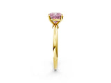 Yellow gold Fancy Pink Cushion Cut Diamond Solitaire Ring with Six-Prong Setting and Classic Band_283
