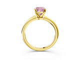 Yellow gold Fancy Pink Cushion Cut Diamond Solitaire Ring with Six-Prong Setting and Classic Band_284