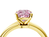 Yellow gold Fancy Pink Cushion Cut Diamond Solitaire Ring with Six-Prong Setting and Classic Band_285