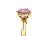 Yellow gold Fancy Pink Cushion Cut Diamond Solitaire Ring with Six-Prong Setting and Classic Band_286