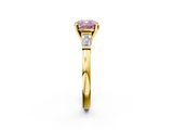 Yellow gold Fancy Pink Cushion  Cut Diamond Solitaire Ring with Tapered Baguette Accents and Four-Prong Setting_86