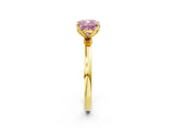 Yellow gold Fancy Pink Cushion Cut Diamond Solitaire Ring with Thin Band and Prong Setting_14